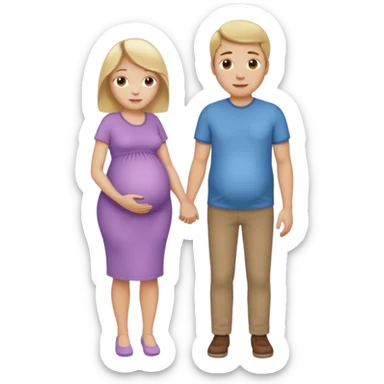 Pregnant blonde with brown haired husband sticker