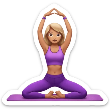 	A woman in purple leggings and top lifting her chest in cobra pose, glowing sunset background, relaxed atmosphere. sticker