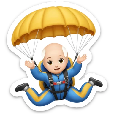Skydiving baby with parachute and UFO sticker
