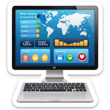 web hosting enterprise plan, ordinateur avec logo d'entreprise sticker