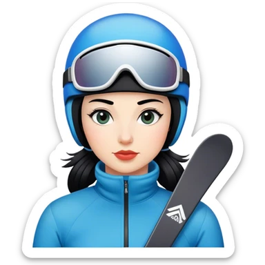 Ski woman downhill squad black hair  sticker