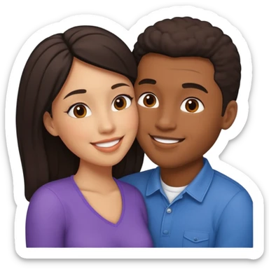 Interracial couple kissing  sticker