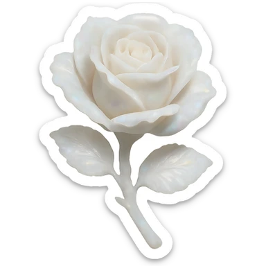 white Opal crystal rose flower, remove background sticker