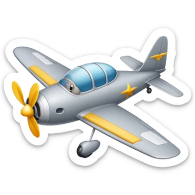 A gray mouse flying a plane sticker