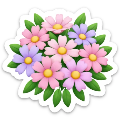pastel pink bouquet of mixed flowers sticker