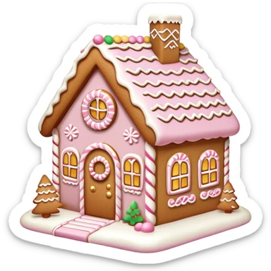 light pink and gold and white gingerbread house sticker