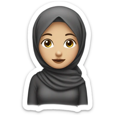One hijab girl say hello with hand sticker