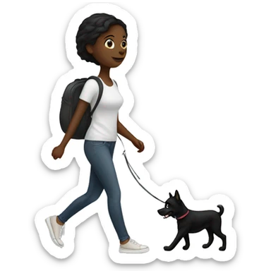 White Girl walk with a black dog sticker