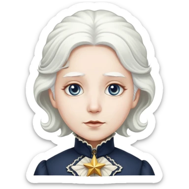 Victorian era character with pale white skin, white hair, and star-shaped eyes wearing historical Victorian clothing sticker