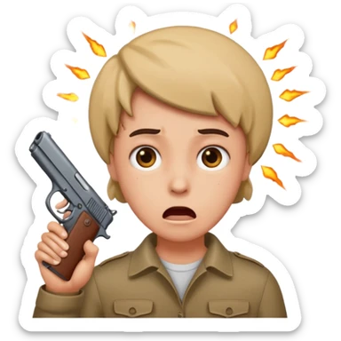 Person with gun to head sticker