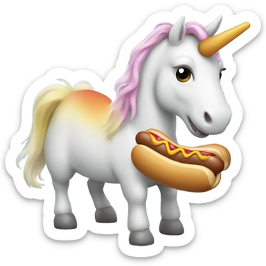 Unicorn eating a hot dog sticker