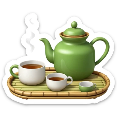 japan bamboo tray with a teapot and cup sticker