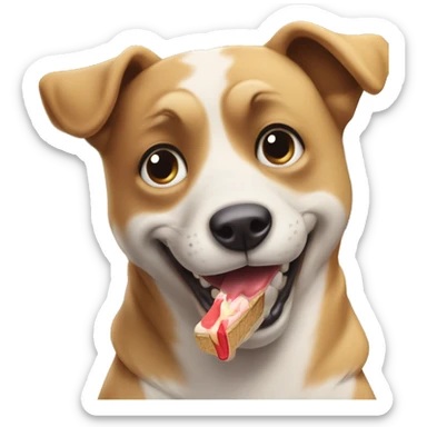 Perro comiendo un helado en el parque  sticker