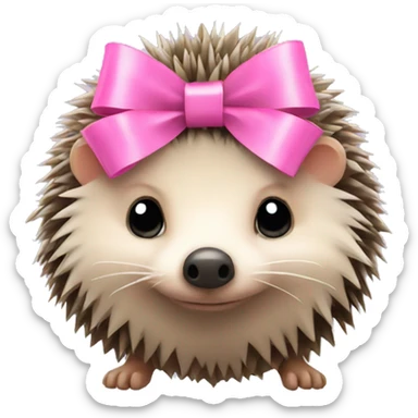 hedgehog with a pink bow sticker