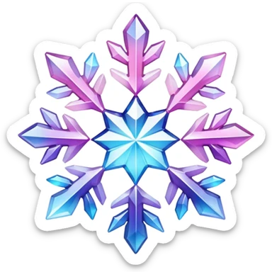 Gradient iridescent Pastel Pink violet blue white crystal gemstone snowflake  sticker