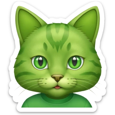 green cat with green shirt sticker