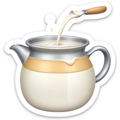 Milk flowing in a pot sticker