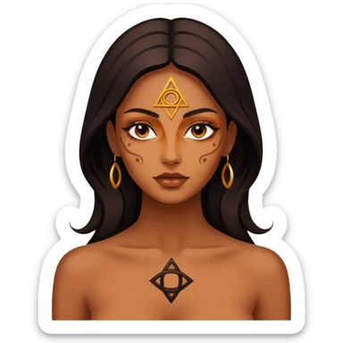 Dark oil traced over woman’s skin forming occult symbols, sensual devotion sticker