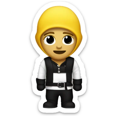A yellow skin guy in a black and white robber outfit sticker