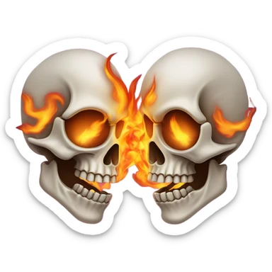 Twin flame with 2 skulls on fire sticker