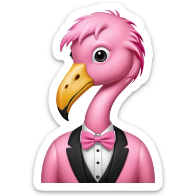 Flamingo wearing a pink bow tie  sticker