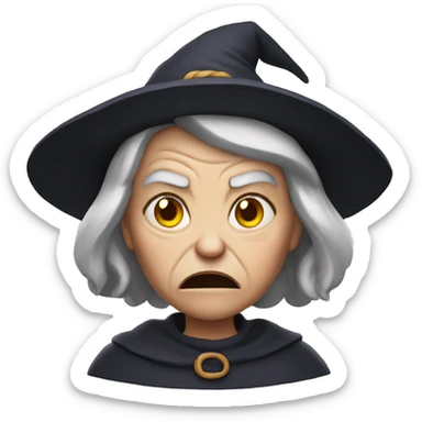 angry old witch sticker