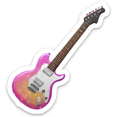 Pink ombre electric guitar with glitter  sticker