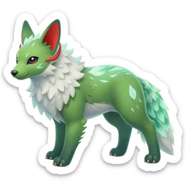 Kawaii Cute Edgy Green Red White ethereal Fionbri-Vernid-Trico-animal-creature full body sticker