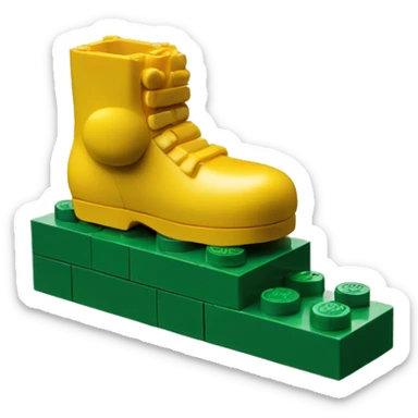 a foot above a lego brick sticker