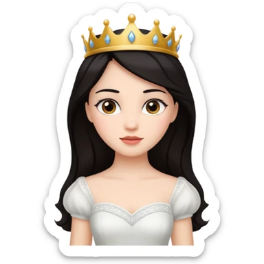 Princess with white dress, and dark hair sticker