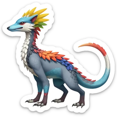 Colorful Fruity Warm-colored Tropical Exotic Vernid-Sergal-Trico-Silvally-Nargacuga-fusion-hybrid-animal-creature, full body sticker