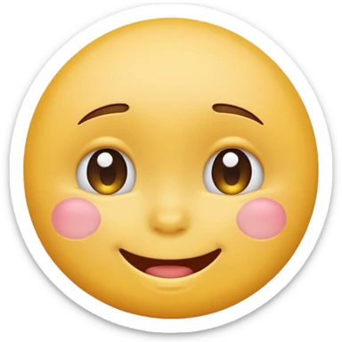 Emoji, yellow round smiling face, pronounced shame sticker