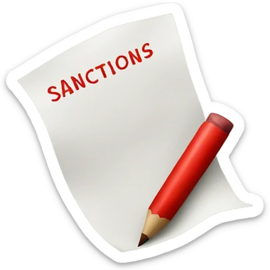 a piece of paper with a red inscription sanctions sticker