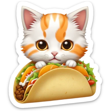 a kitten eating tacos sticker