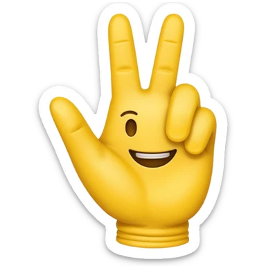 Make me an emoji of a hand with 2 fingers ni a zipped all yellow sticker