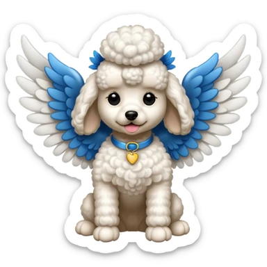 Perro french poodle mini blanco con Alas sticker