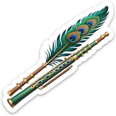 Normal Flute attached with peacock feather sticker