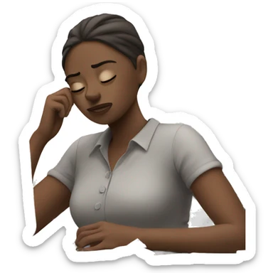 Tired girl at work sticker