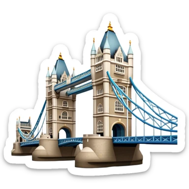 Cinematic Realistic Tower Bridge Landmark Emoji, depicted with iconic Victorian architecture spanning the River Thames, rendered with lifelike textures and dramatic natural lighting that captures its majestic presence. sticker