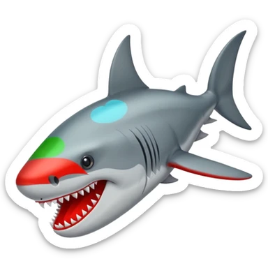 Tiburón con piernas en zapatos rojos sticker