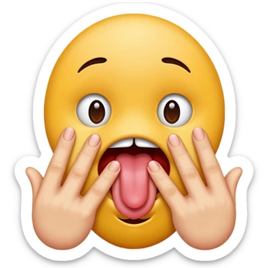 Tongue sticking out between fingers sticker