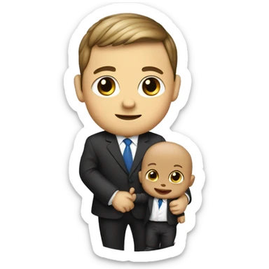 baby in an official suit holding a diplomat entrepreneur sticker