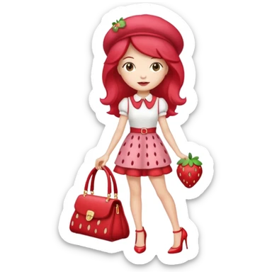 pretty and cute realistic modern day strawberry shortcake full body with high heels sticker