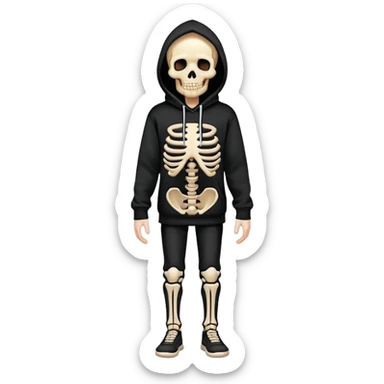 Skeleton wearing a black hoodie and a fire background  sticker