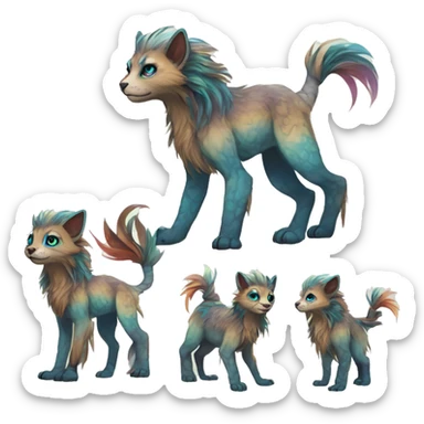 Colorful vernid fantasy creature LiLaiRa GriffSnuff Kamirah Falvie whiskers paws full body sticker