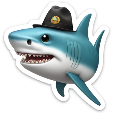Tiburón con sombrero montando patineta  sticker
