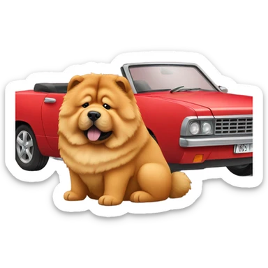 Chow Chow dog in red car sticker