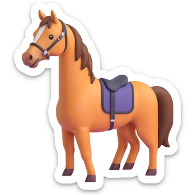 horse standing, isometric, emoji style, with a neutral expression sticker