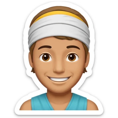 guy with headband sticker