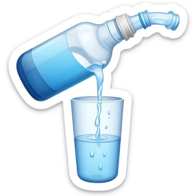 bottle of water pouring out --no glas sticker